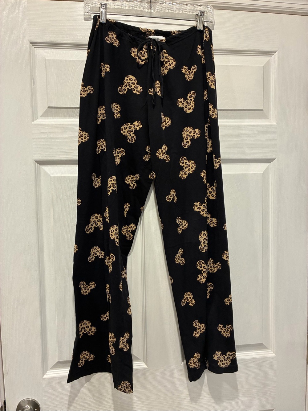 Vintage Disney Black Drawsting Pants with Leopard Mickey Mouse size L